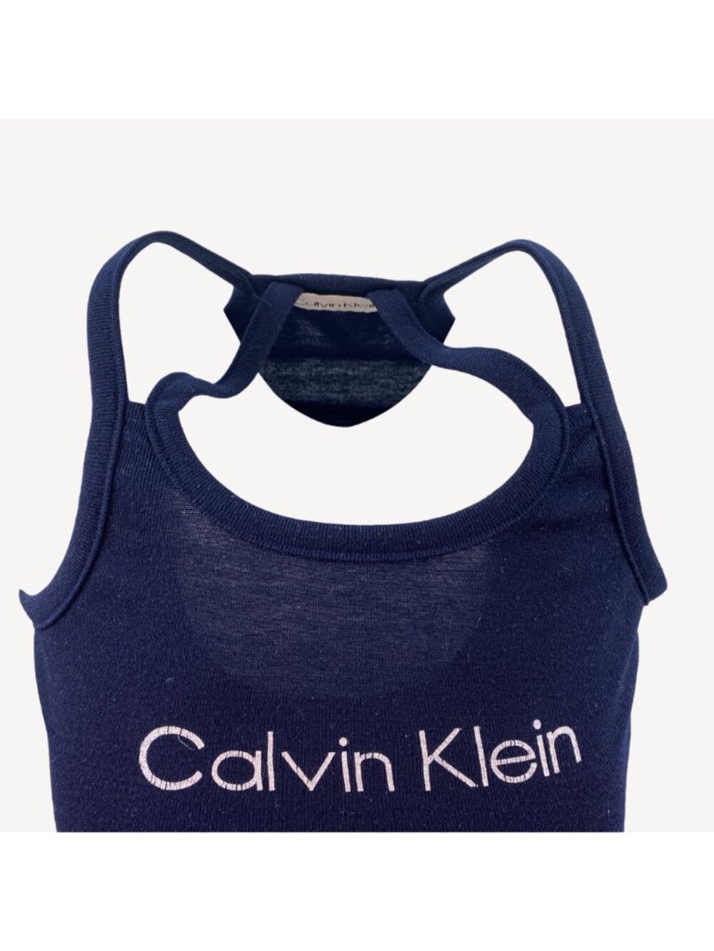 Calvin Klein Navy Blue Double Strappy Bodycon Tank Mini Dress White Size Small - Picture 5 of 10
